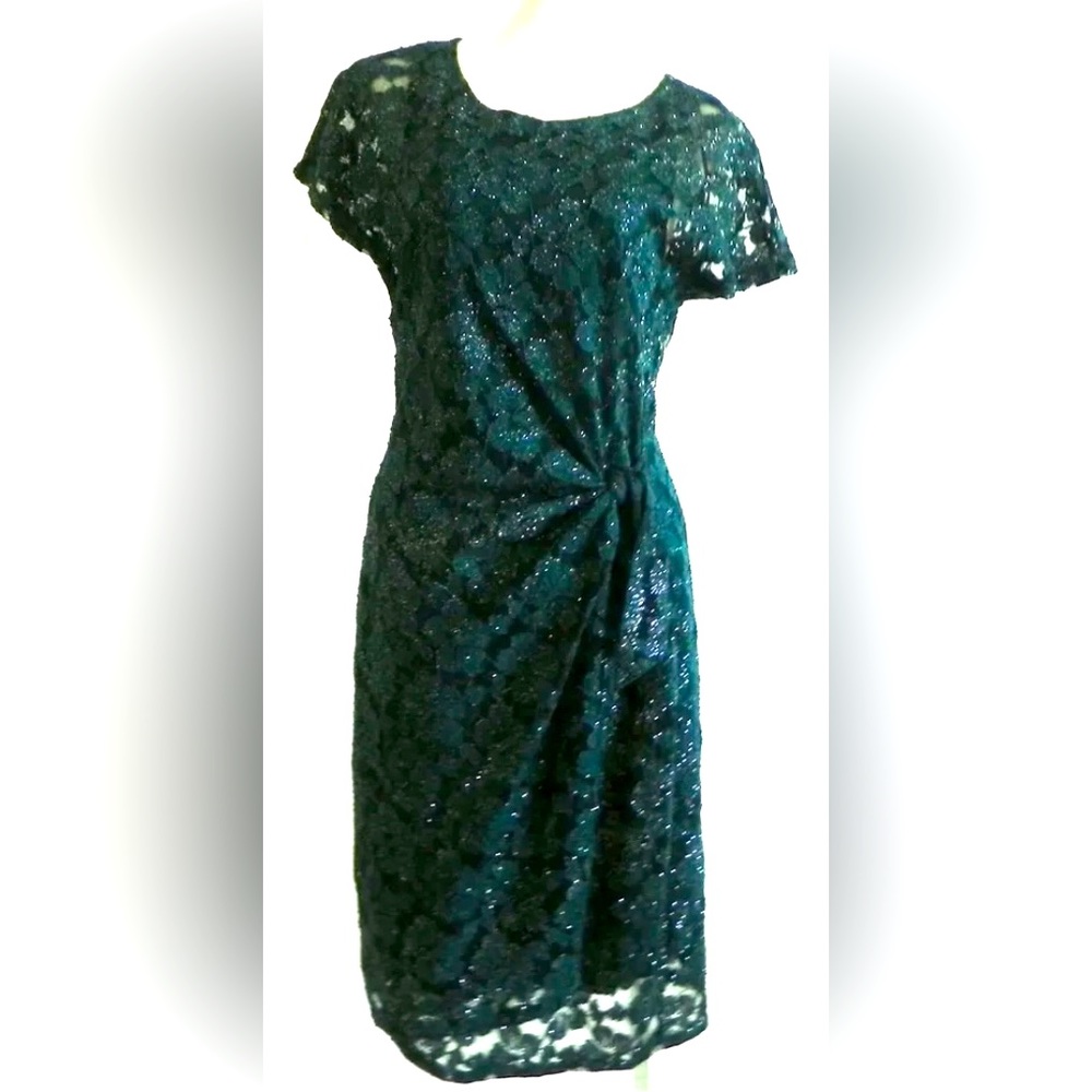 NWT Robbie Bee Holiday Glitter lace wrap special occasion dress size L